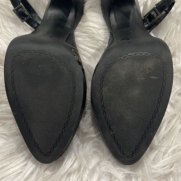 Gianni Bini Marlena Black Swirl Print Leather Slingback Heels Sz 9 - Picture 11 of 14